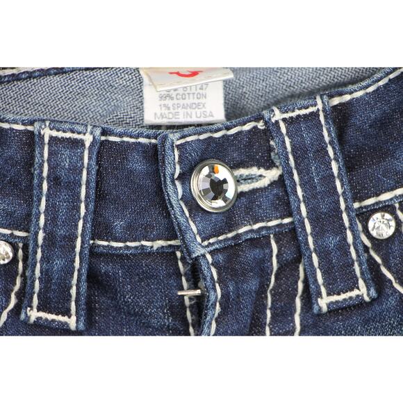 True Religion Jeans Stretch Dark Skinny Rhinestone Low Rise Denim Pants 29 - Picture 4 of 4